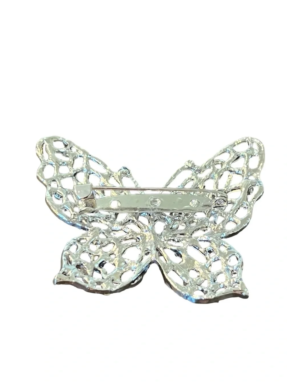 Silver-Tone Butterfly Hair Clip with Pink Crystals -FINAL PRICE DROP